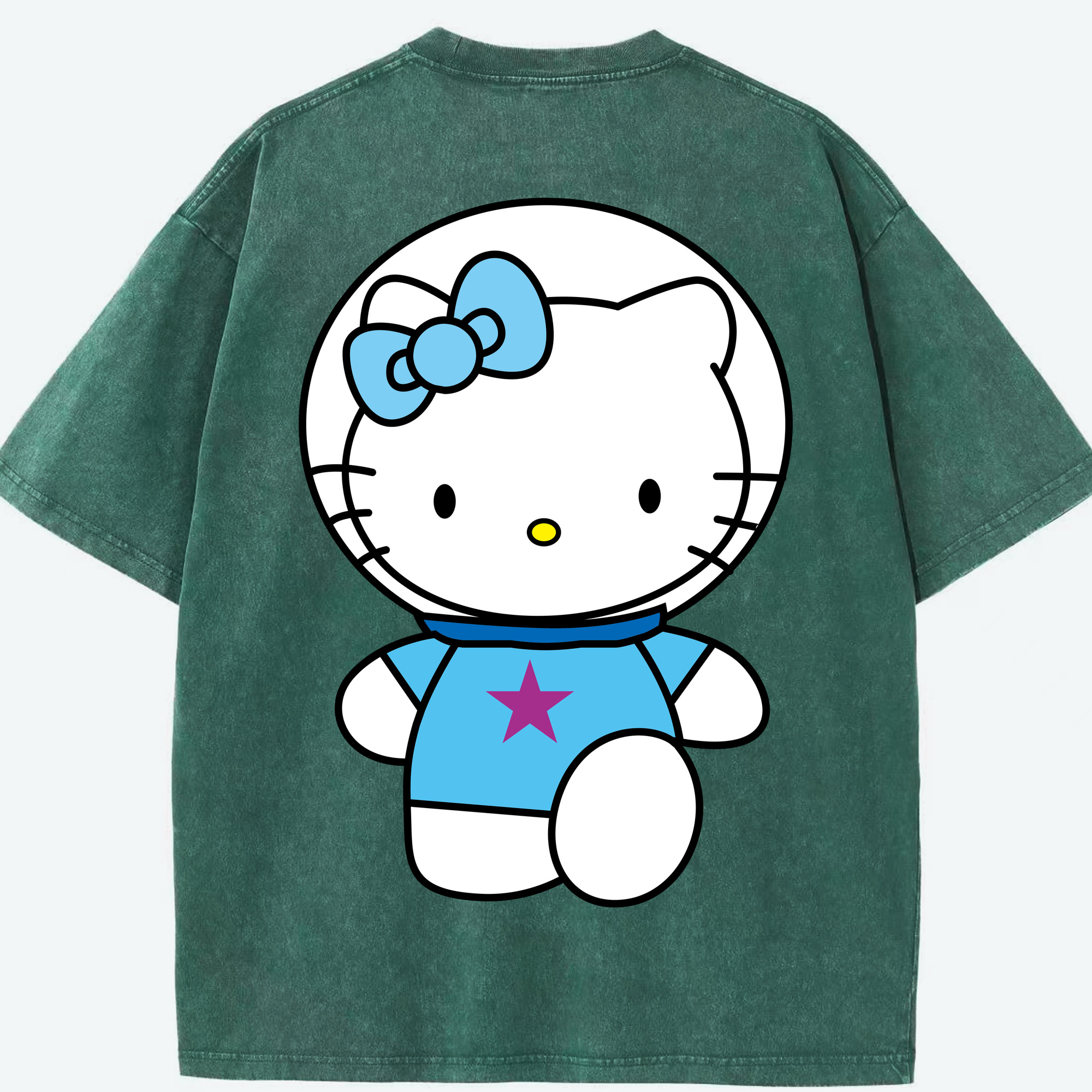 （画像用） Hello Kitty ハローキティ 綿100% ヴィンテージ風 半袖Tシャツ（背面プリント）